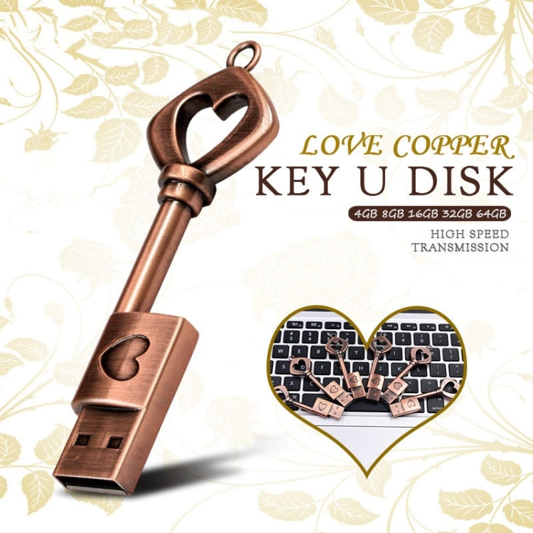 MicroDrive 8GB USB 2.0 Copper Love Key U Disk - Computer & Networking by MicroDrive | Online Shopping UK | buy2fix