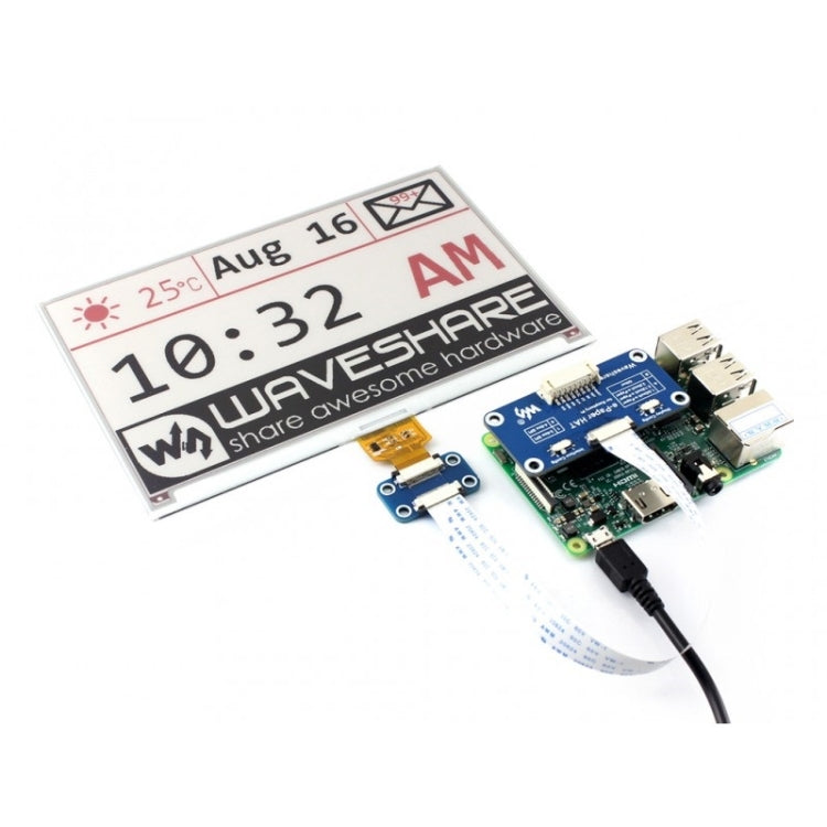 Waveshare 7.5 inch 640x384 E-Ink Display HAT for Raspberry Pi, Three-color, SPI Interface - Modules Expansions Accessories by Waveshare | Online Shopping UK | buy2fix