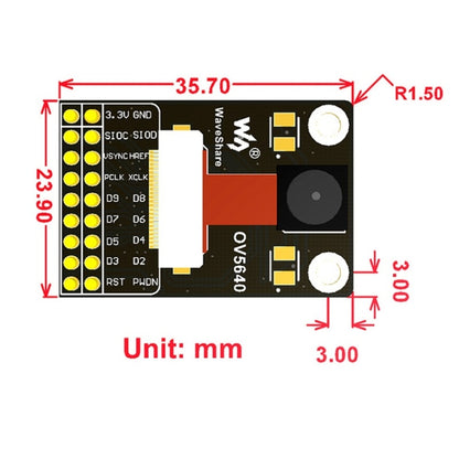 Waveshare OV5640 Camera Module Board (A), 5 Megapixel (2592x1944), Based on OV5640 Image Sensor - Modules Expansions Accessories by Waveshare | Online Shopping UK | buy2fix